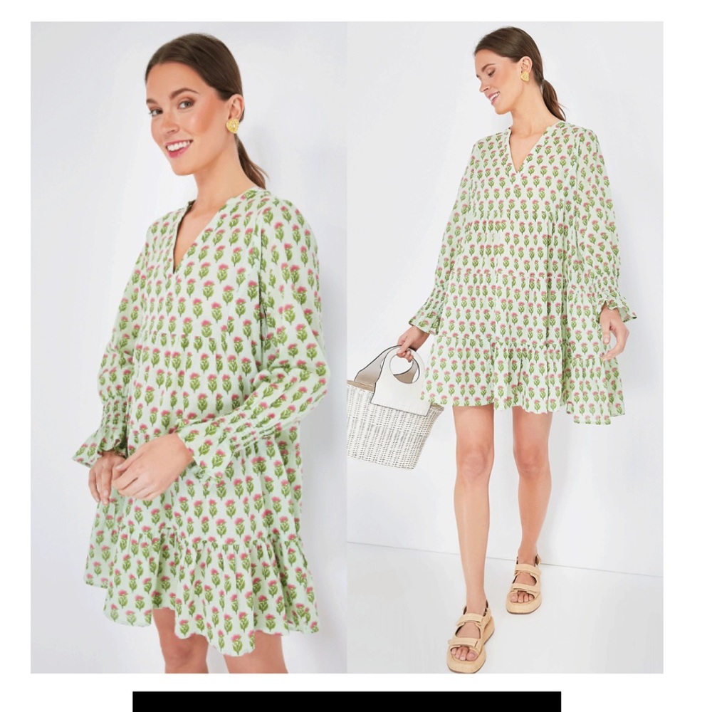 Tuckernuck Green and Pink Floral Dress